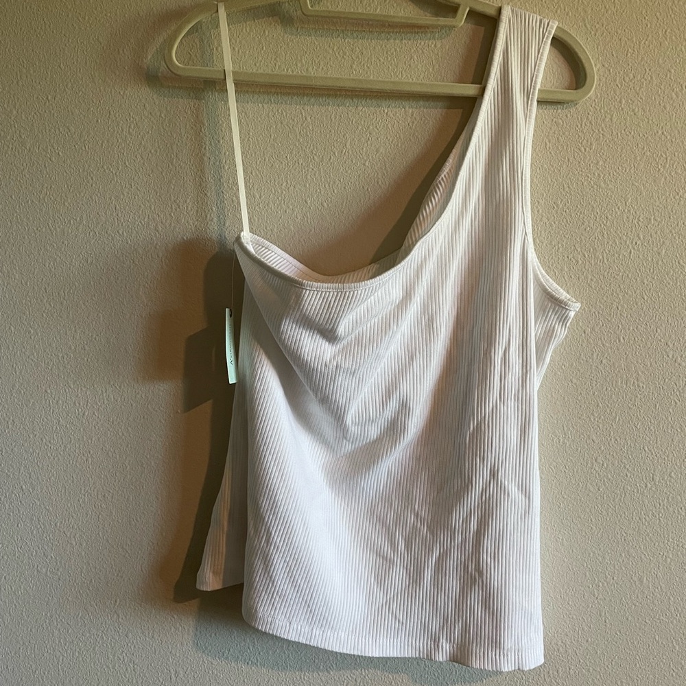 NWT Anthropologie The Zeda Ribbed One-Shoulder Tank Top Women’s 3X Plus White - Picture 4 of 8